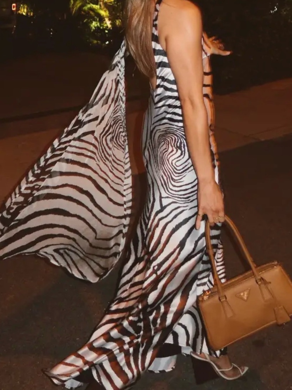 DELFI Collective Nairobi Gown One Shoulder Zebra Print Maxi size Medium - Picture 3 of 15